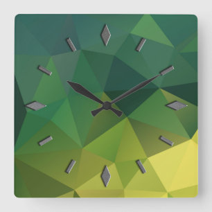 Abstrakt, geometrisch, elegant, bunt, polygona quadratische wanduhr