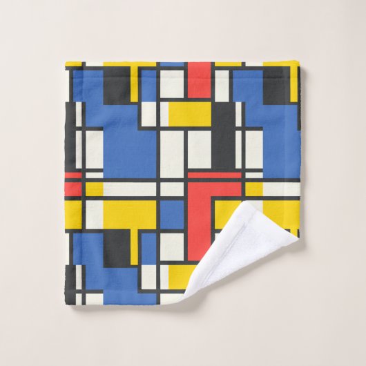 Abstrakt Geometrisch, farbig, mondrian Badhandtuch Set (Waschlappen)