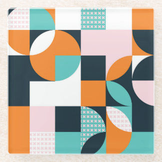 Abstrakt Geometrisch: Farbiger 3D-Effekt. Glasuntersetzer