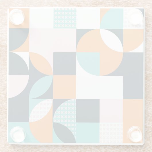 Abstrakt Geometrisch: Farbiger 3D-Effekt. Glasuntersetzer (Rückseite)