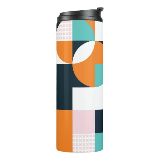 Abstrakt Geometrisch: Farbiger 3D-Effekt. Thermosbecher (Nach links gedreht)