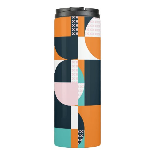 Abstrakt Geometrisch: Farbiger 3D-Effekt. Thermosbecher (Rückseite)