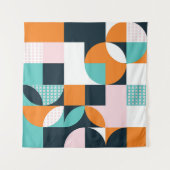 Abstrakt Geometrisch: Farbiger 3D-Effekt. Wandteppich (Vorderseite (Horizontal))