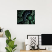 Abstrakt Geometrisch für den kosmischen Pod grün Poster (Heimbüro)