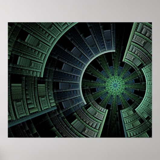 Abstrakt Geometrisch für den kosmischen Pod grün Poster (Vorne)