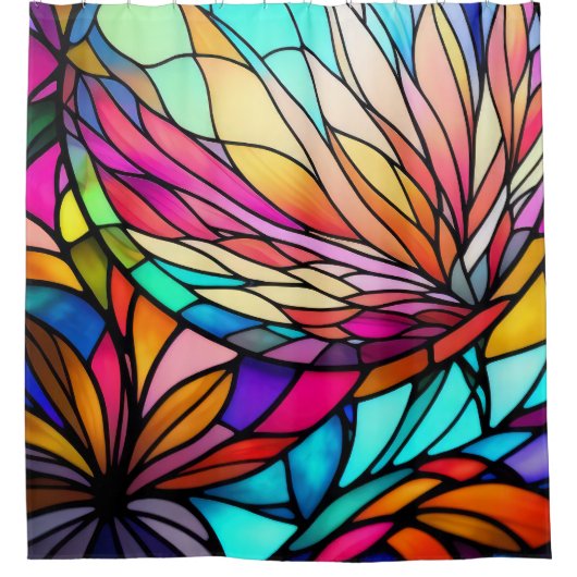 Abstrakt geometrisch gefestigtes Glas mit Aquarell Duschvorhang (Vorderseite)