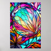 Abstrakt geometrisch gefestigtes Glas mit Aquarell Poster (Vorne)