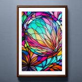 Abstrakt geometrisch gefestigtes Glas mit Aquarell Poster