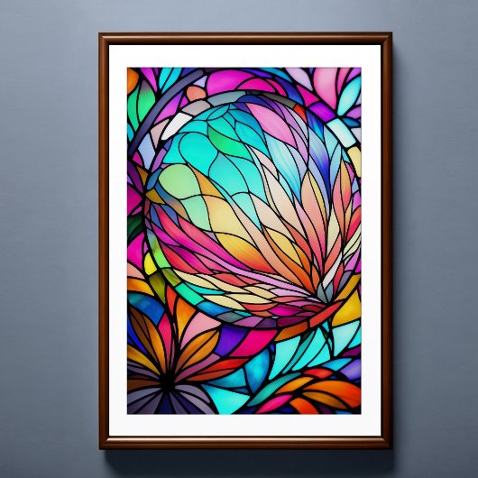 Abstrakt geometrisch gefestigtes Glas mit Aquarell Poster