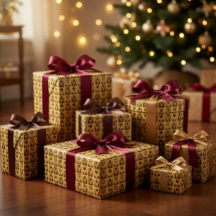Abstrakt Geometrisch Gelb Blumig Geschenkpapier
