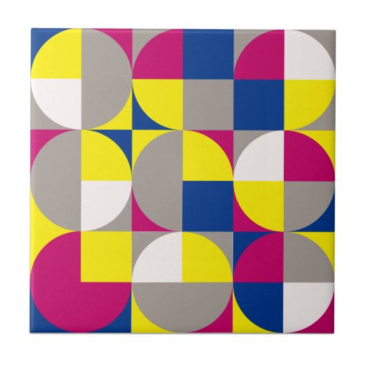 Abstrakt geometrisch grau Fuchsie Fliese (Vorderseite)