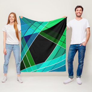 Abstrakt, geometrisch , grün , blau , schwarz fleecedecke