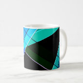 Abstrakt, geometrisch , grün , blau , schwarz kaffeetasse (VorderseiteRechts)