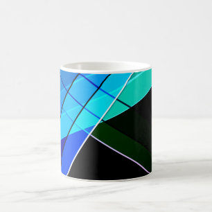 Abstrakt, geometrisch, grün, blau, schwarz kaffeetasse