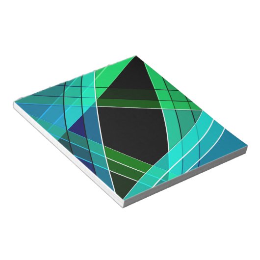 Abstrakt, geometrisch , grün , blau , schwarz notizblock (angewinkelt)