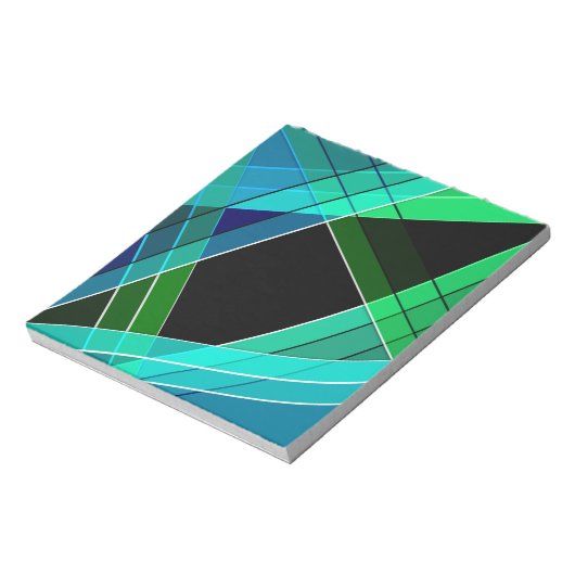 Abstrakt, geometrisch , grün , blau , schwarz notizblock (Rotiert)