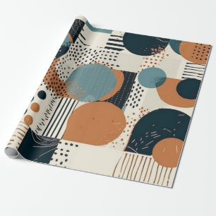 Abstrakt geometrisch in Marineblau, Rostrot und Tü Geschenkpapier
