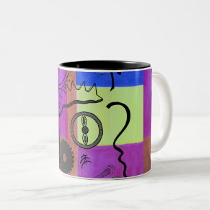 Abstrakt geometrisch leuchtend blaurosa Geber Zweifarbige Tasse