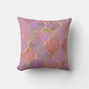 Abstrakt Geometrisch: Marokkanisches Gold-Aquarell Kissen