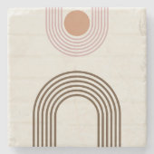 Abstrakt Geometrisch Minimalistisch Mitte Jahrhund Steinuntersetzer (Vorderseite)