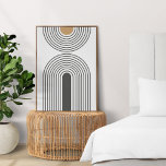 Abstrakt Geometrisch Mittelalterliche Moderne Mini Poster<br><div class="desc">Ein minimalistisches modernes abstraktes Plakat mit einem geometrischen Design in Schwarz und Gold auf weißem Hintergrund. Das perfekte Accessoire für eine minimale zeitgenössische Zuhause.</div>