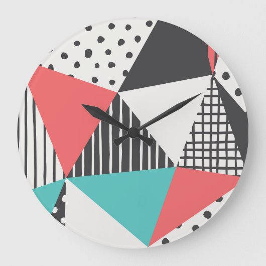 Abstrakt geometrisch: modernes Musterdesign. Große Wanduhr (Vorderseite)