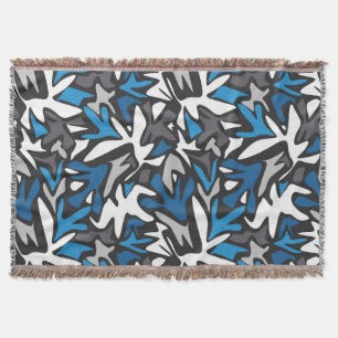 abstrakt, geometrisch, Muster, Schwarz und Blau Decke