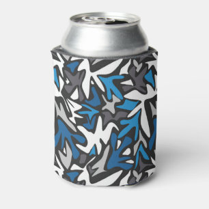 abstrakt, geometrisch, Muster, Schwarz und Blau Dosenkühler