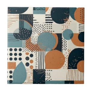Abstrakt geometrisch Navy Rost Teal Mitte des Jahr Fliese