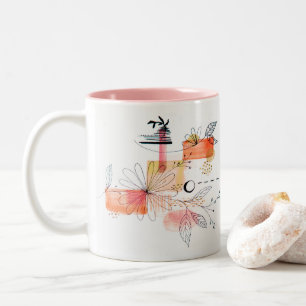 Abstrakt geometrisch rosa Orange Black Zweifarbige Tasse