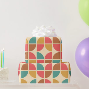 Abstrakt geometrisch  Rotes Aquamarines Senf aus d Geschenkpapier