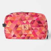 Abstrakt geometrisch rotes Orangenpinmonogramm Waschbeutel (Vorderseite)