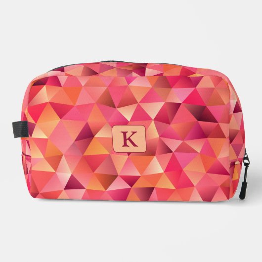 Abstrakt geometrisch rotes Orangenpinmonogramm Waschbeutel (Vorderseite)