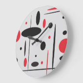 Abstrakt geometrisch rotes Schwarz Große Wanduhr (Winkel)