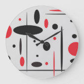 Abstrakt geometrisch rotes Schwarz Große Wanduhr (Vorderseite)