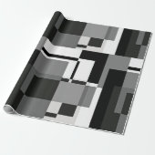 Abstrakt geometrisch, schwarz und weiß, mondrian geschenkpapier (Ungerollt)
