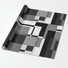 Abstrakt geometrisch, schwarz und weiß, mondrian geschenkpapier