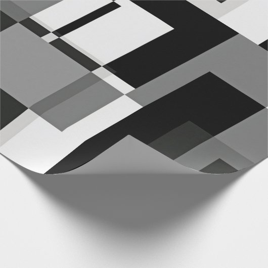 Abstrakt geometrisch, schwarz und weiß, mondrian geschenkpapier (Ecke)