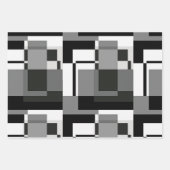 Abstrakt geometrisch, schwarz und weiß, mondrian geschenkpapier set (Vorderseite 3)