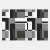 Abstrakt geometrisch, schwarz und weiß, mondrian geschenkpapier set (Vorderseite)