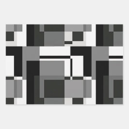 Abstrakt geometrisch, schwarz und weiß, mondrian geschenkpapier set