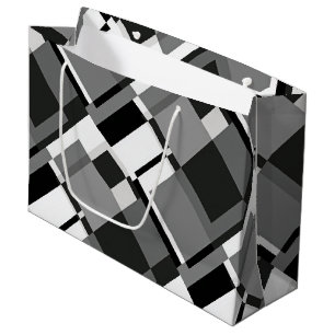 Abstrakt geometrisch, schwarz und weiß, mondrian große geschenktüte
