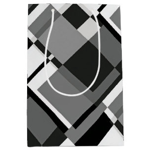 Abstrakt geometrisch, schwarz und weiß, mondrian mittlere geschenktüte