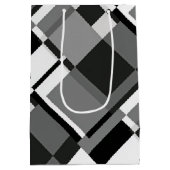 Abstrakt geometrisch, schwarz und weiß, mondrian mittlere geschenktüte (Rückseite)