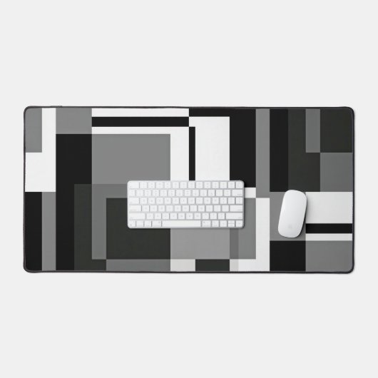 Abstrakt geometrisch, schwarz und weiß, mondrian schreibtischunterlage (Tastatur & Maus)