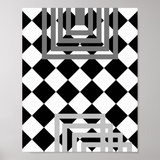 Abstrakt geometrisch Schwarz-weiß grau Poster (Vorne)