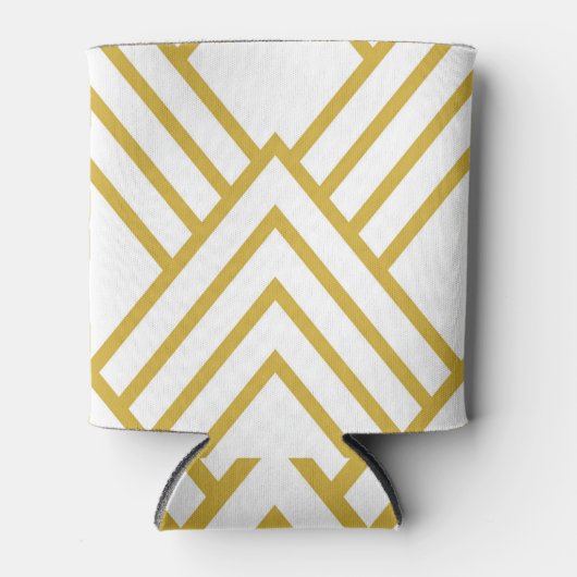 Abstrakt, geometrisch, weiß und gold dosenkühler (Vorderseite)