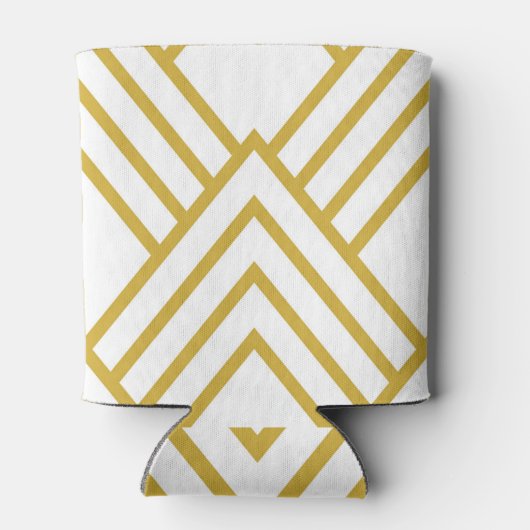 Abstrakt, geometrisch, weiß und gold dosenkühler (Rückseite)