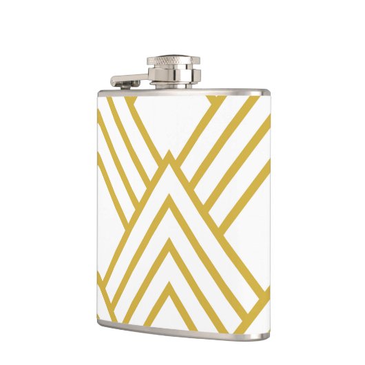 Abstrakt, geometrisch, weiß und gold flachmann (Links)