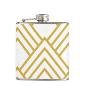 Abstrakt, geometrisch, weiß und gold flachmann (Vorderseite)